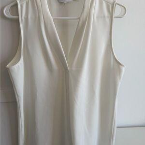 Calvin Klein White Sleeveless V-Neck Shell